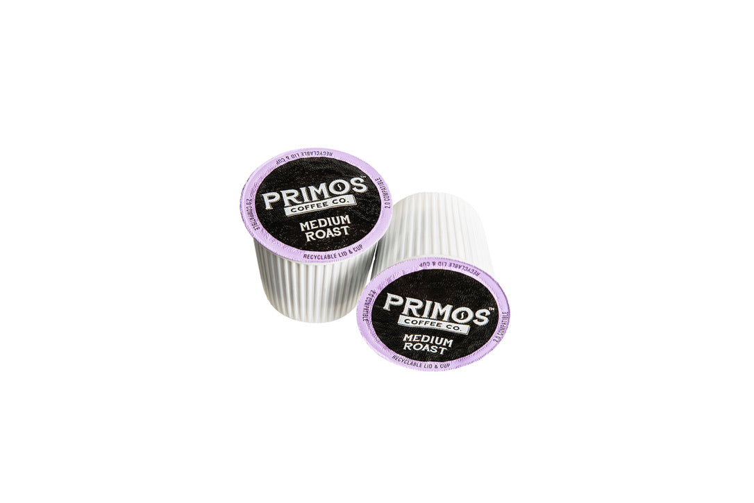 Primos Coffee specialty Arabica single serve cups, K-cup compatible